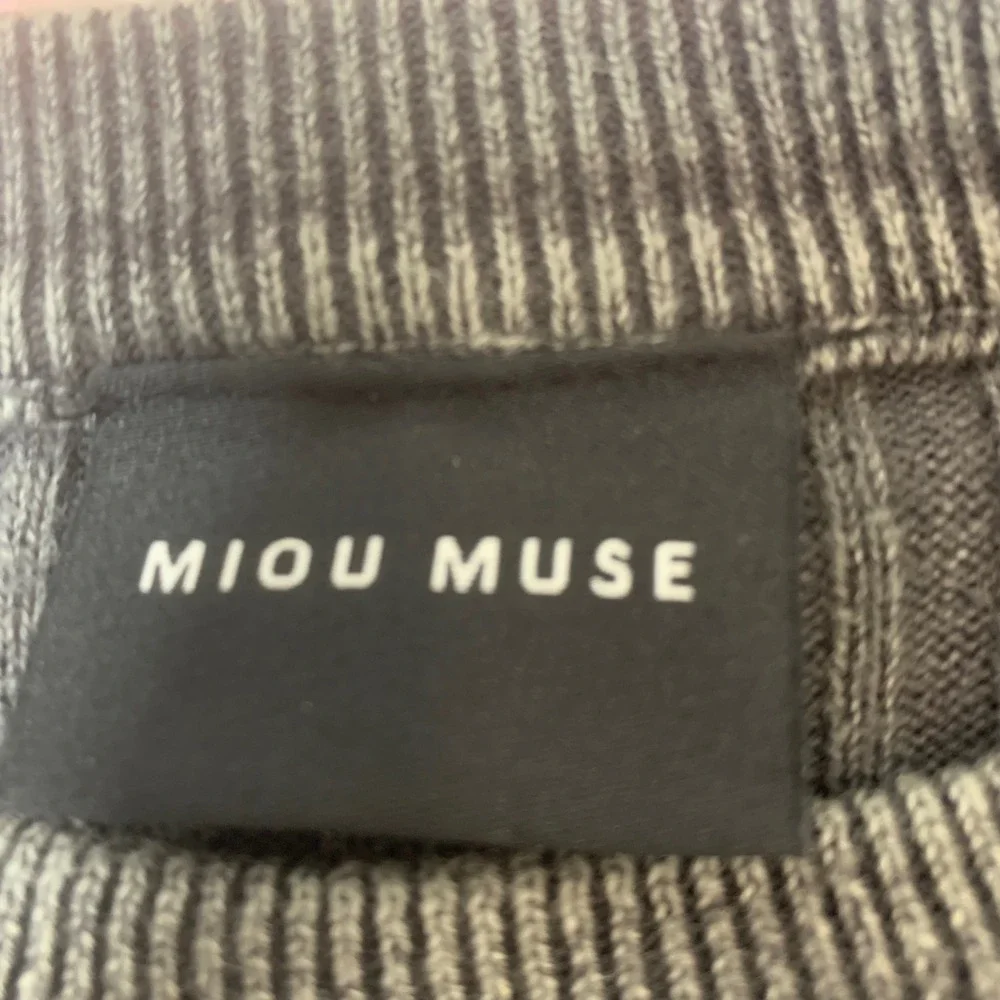 Miou Muse Ribbed Knit Sweater Womens Small Grey Excellent Cotton Long Sleeve T29